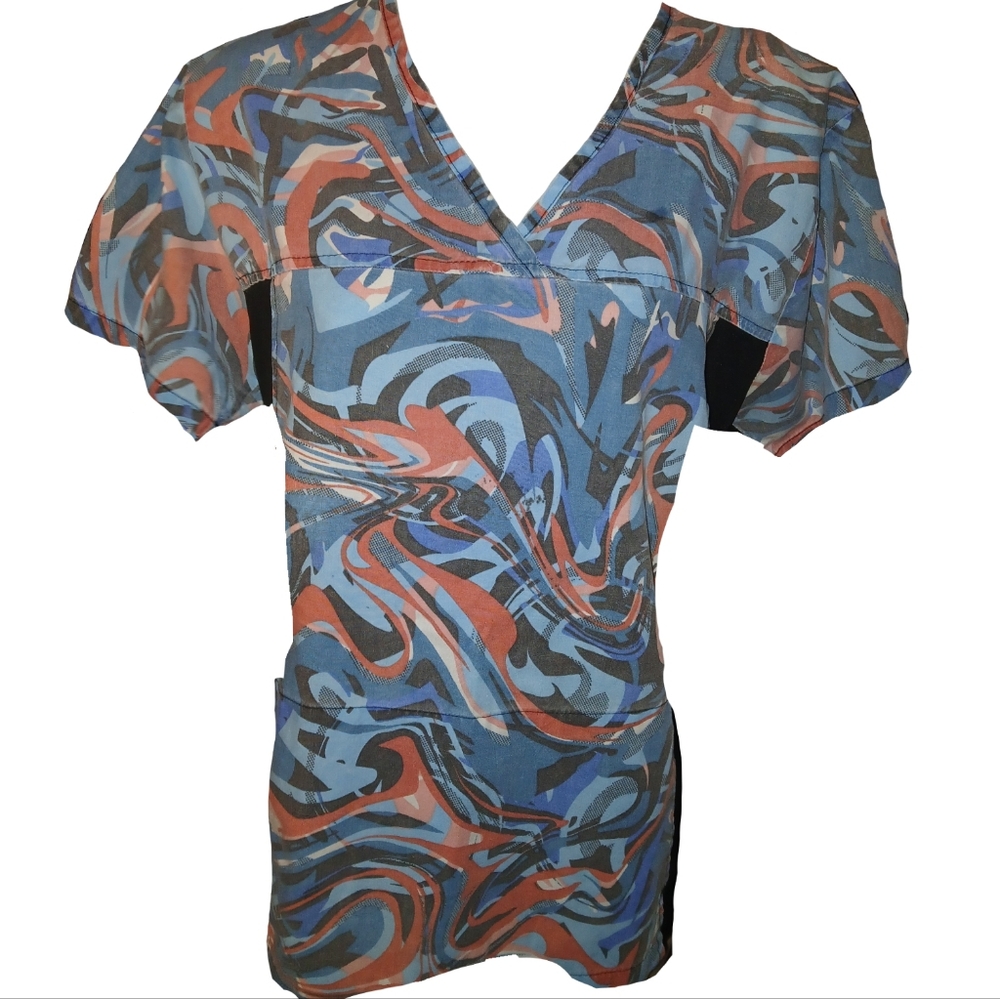 Abstract Print Scrub Top By GEM